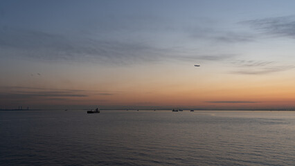 View of Tokyo Bay at dusk