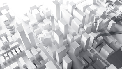 Fototapeta na wymiar City background. City living urban planning, development, design concept image. White buildings with incoming light. feel. 3d rendering,3D illustration.