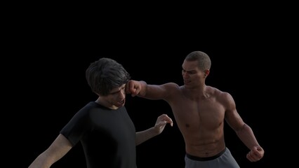 Fototapeta na wymiar two adult men fighting each other 3D illustration