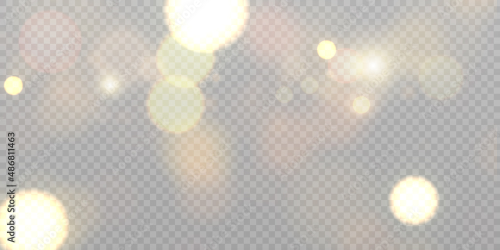 Aufkleber light effect with lots of glittery glare particles shining on a transparent background.