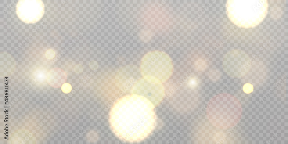 Aufkleber light effect with lots of glittery glare particles shining on a transparent background.