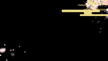 Oriental background material with the image of cherry blossoms and clouds at night