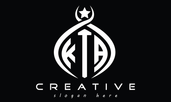 KTA three letters monogram curved oval initial logo design, minimalist modern creative logo, vector template