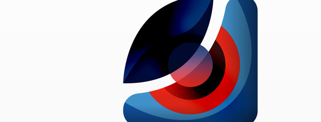 Obraz premium Abstract background with color geometric shapes. Beautiful minimal backdrop with round shapes circles and lines. Geometrical design. Vector illustration