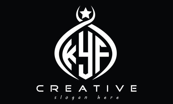 KYF three letters monogram curved oval initial logo design, minimalist modern creative logo, vector template