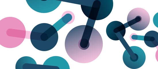 Abstract background. Round dots connected by lines. Trendy techno business template for wallpaper, banner, background or landing