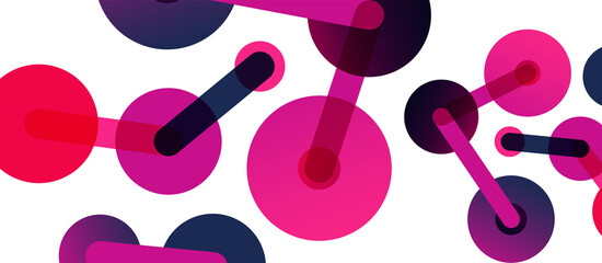 Line points connections geometric abstract background. Circles connected by lines. Trendy techno business template for wallpaper, banner, background or landing