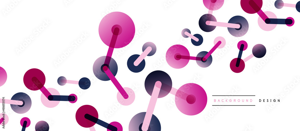 Poster line points connections geometric abstract background. circles connected by lines. trendy techno bus