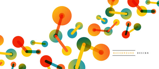 Abstract background. Round dots connected by lines. Trendy techno business template for wallpaper, banner, background or landing