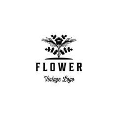 flower logo vintage icon illustration design