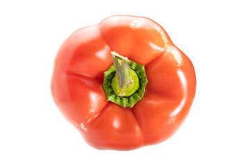 Red pepper on a white isolated background, top view