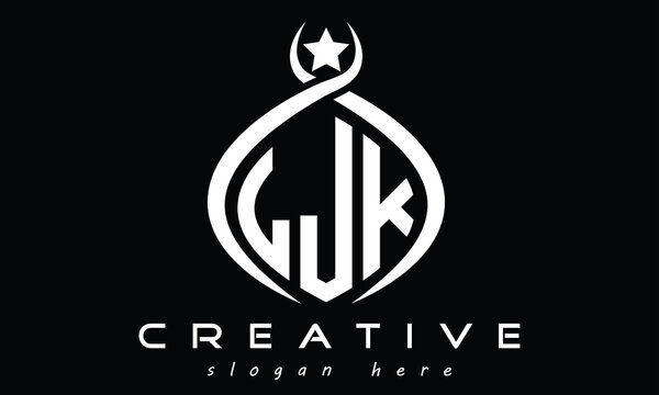 LJK three letters monogram curved oval initial logo design, minimalist modern creative logo, vector template
