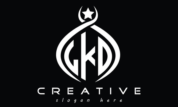 LKO three letters monogram curved oval initial logo design, minimalist modern creative logo, vector template
