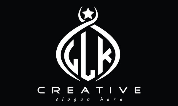 LLK three letters monogram curved oval initial logo design, minimalist modern creative logo, vector template