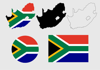 south africa map flag set