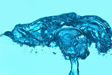 Clear water with air bubbles on blue background