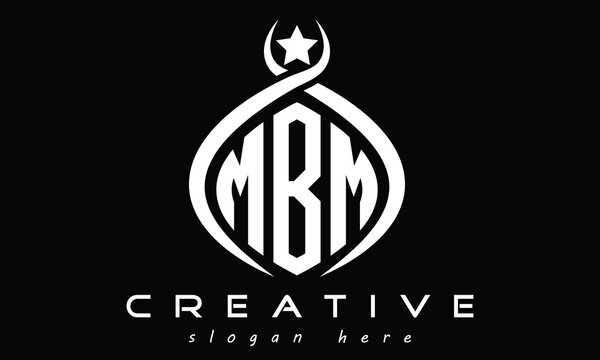 MBM three letters monogram curved oval initial logo design, minimalist modern creative logo, vector template
