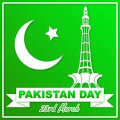 pakistan day minar e tower square social media post template