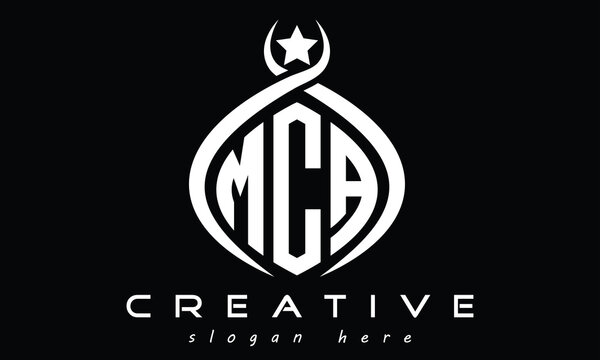 MCA three letters monogram curved oval initial logo design, minimalist modern creative logo, vector template