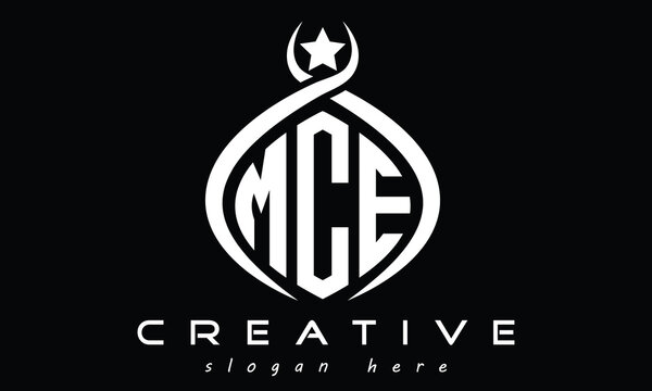 MCE three letters monogram curved oval initial logo design, minimalist modern creative logo, vector template