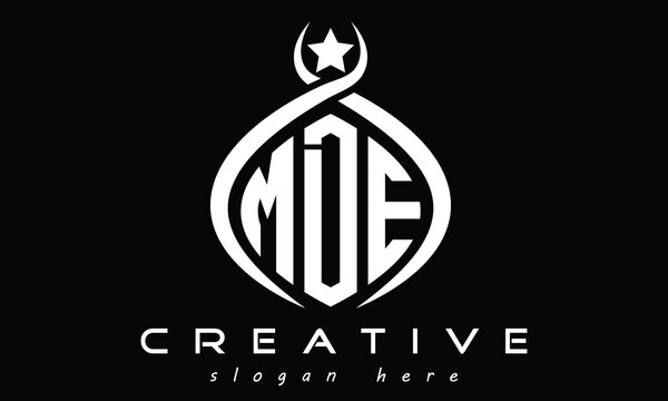 MDE three letters monogram curved oval initial logo design, minimalist modern creative logo, vector template