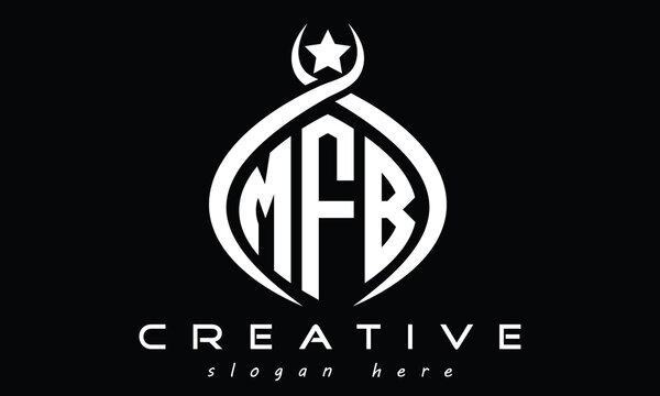 MFB three letters monogram curved oval initial logo design, minimalist modern creative logo, vector template