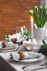 Festive table setting in dining room