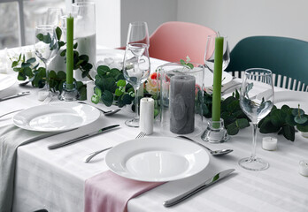 Stylish table setting in dining room
