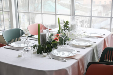 Stylish table setting in dining room