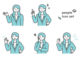 勉強を教える女性のイラスト素材セット