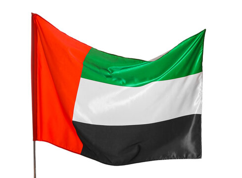 National UAE flag waving on white background