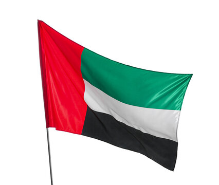 Waving UAE flag on white background