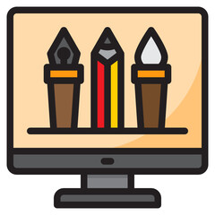 Fototapeta premium computer color line style icon