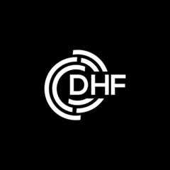 DHF letter logo design on black background. DHF creative initials letter logo concept. DHF letter design.
