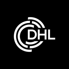 DHL letter logo design on black background. DHL creative initials letter logo concept. DHL letter design.