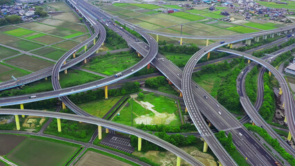 高速道路のジャンクション　空撮