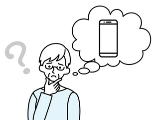 スマートフォンに関して疑問を持つシニア女性