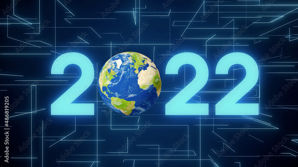 Poster 2022 new year concept. global network.