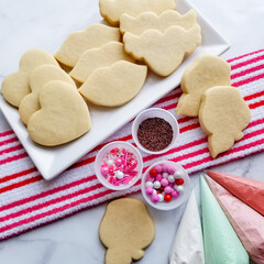 A dozen Valentine's Day sugar cookies for a DIY decorating kit