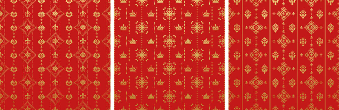 Red Background Wallpaper With Gold Pattern