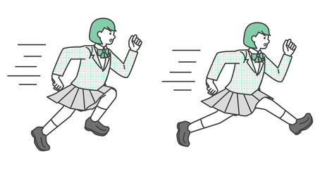 走っている女子学生のイラスト素材