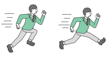 Obraz premium 走っている男子学生のイラスト素材