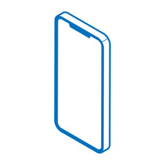スマートフォン　線画　アイソメトリック構図　ブランクスクリーン