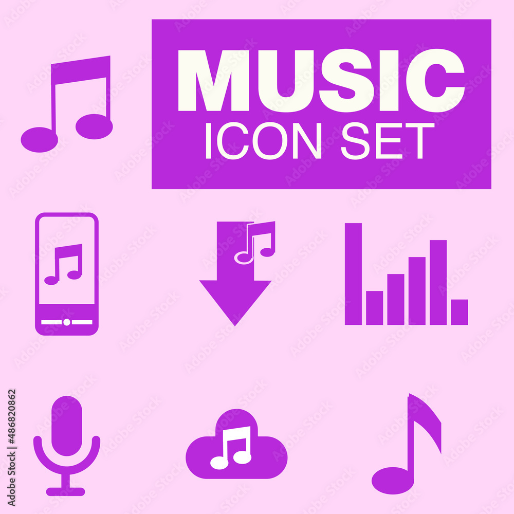 Poster vector music icon set for mobile or website. 7 set editable icon vector in eps 10