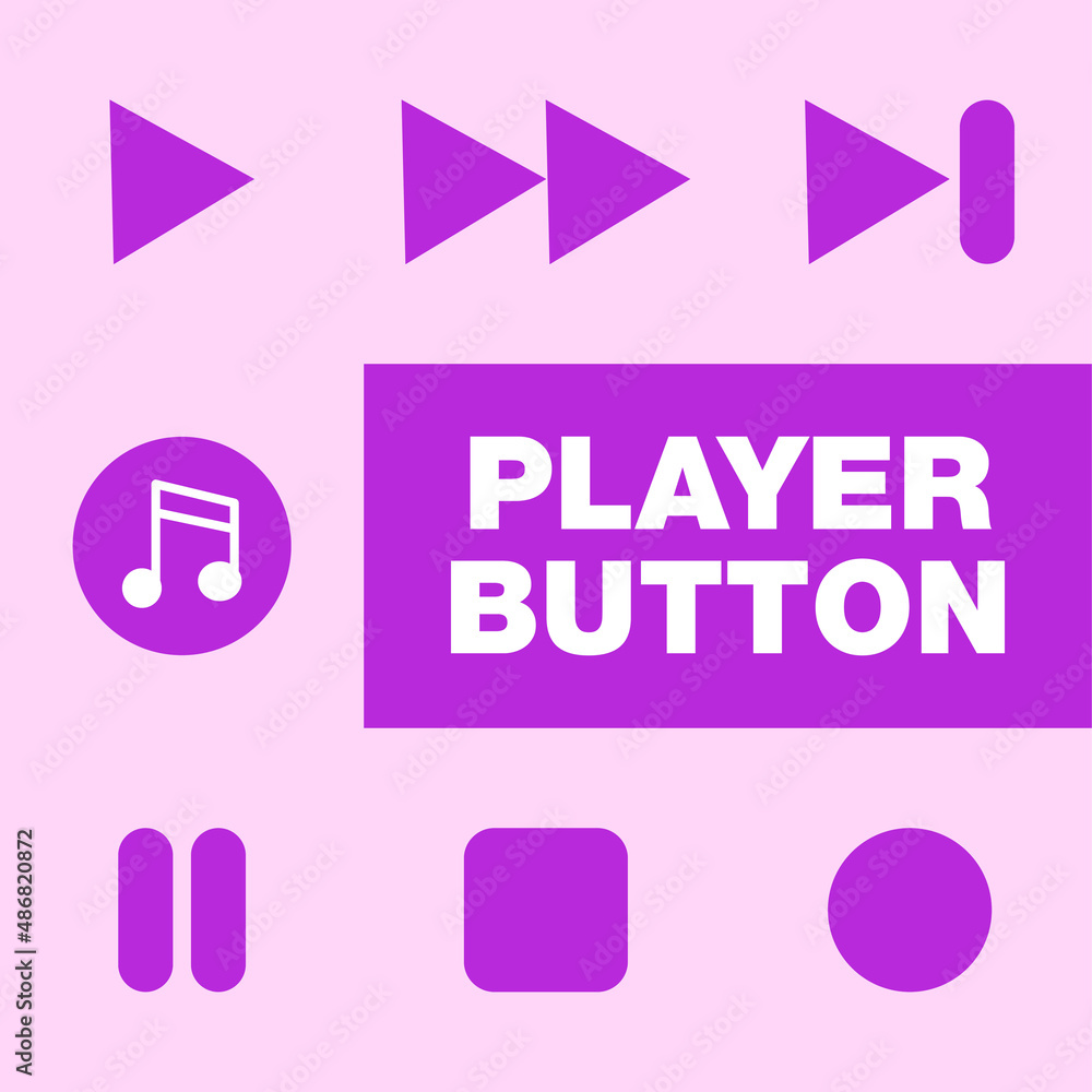 Aufkleber purple player button set illustration vector. editable icon in eps10