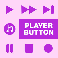Purple player button set illustration vector. Editable icon in eps10