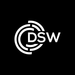 DSW letter logo design on black background. DSW creative initials letter logo concept. DSW letter design.