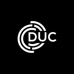 DUC letter logo design on black background. DUC creative initials letter logo concept. DUC letter design.