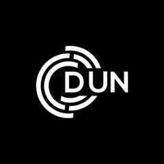 Obraz premium DUN letter logo design on black background. DUN creative initials letter logo concept. DUN letter design.