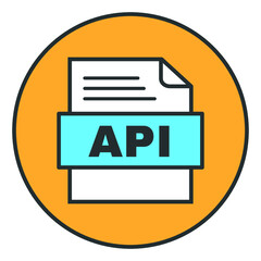 API File Outline Icon. API Document Line Art Logo. Vector Illustration. Isolated on White Background.